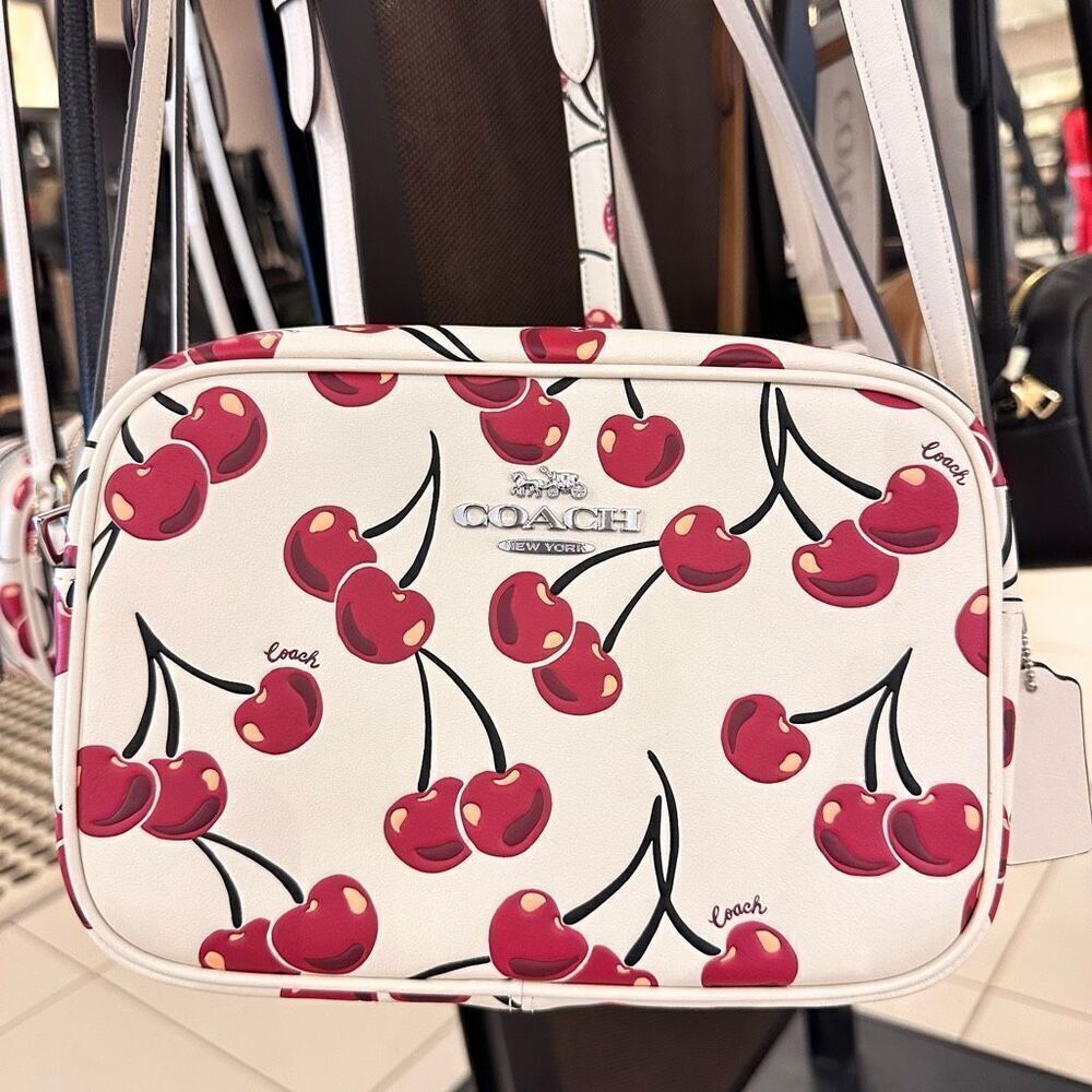 NWT❤️ COACH Mini Jamie Camera Bag With Cherry Print CROSSBODY CAB04